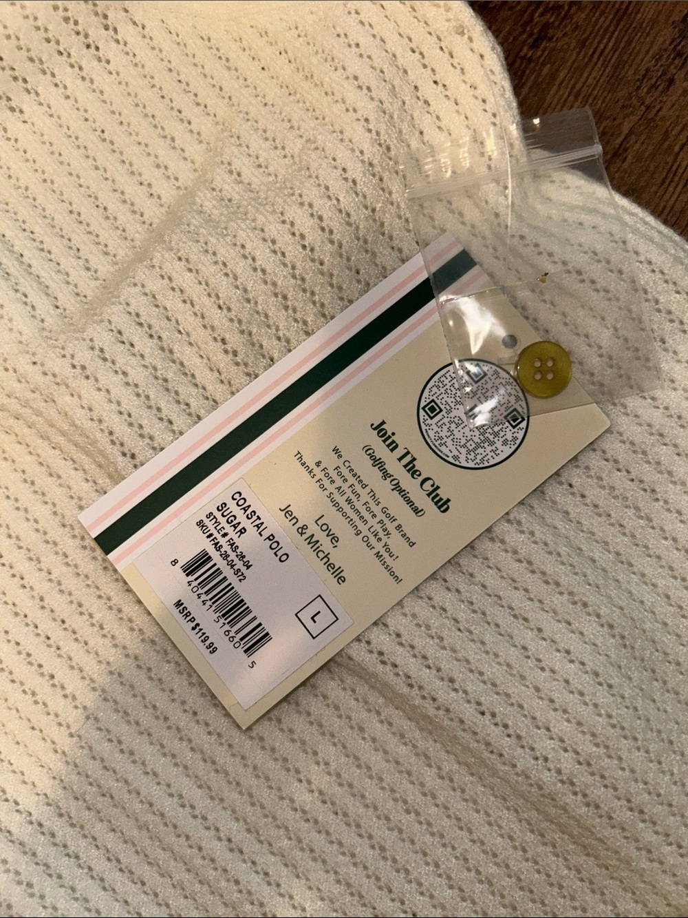 Fore N' Aft White Knit Polo Mini Dress with Olive Trim - Picture 3 of 5